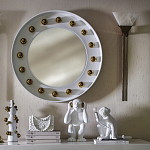 Зеркало белое с круглыми золотыми декоративными элементами Prince of the Church варинант исполнения - 3 | Loft Concept в Волгограде