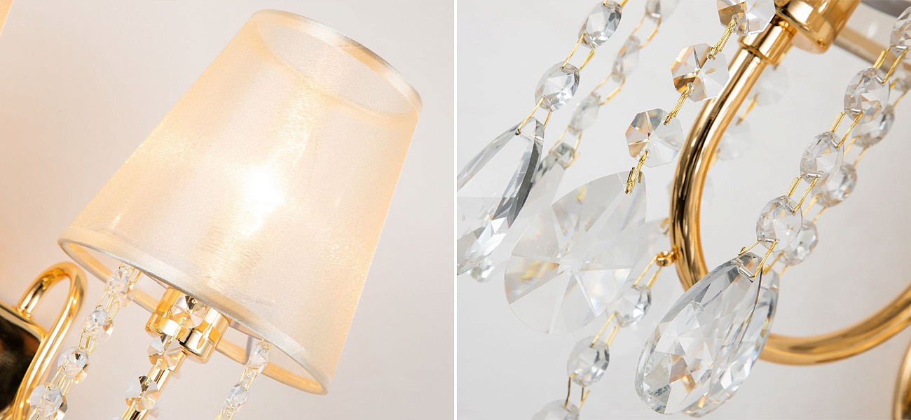 Двойное бра золотого цвета с хрустальным декором Dainty Light Двойное бра золотого цвета с хрустальным декором Dainty Light - Loft-Concept в Волгограде
