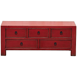 Деревянная ТВ-тумба с 5-ю выдвижными ящиками в китайском стиле красная Wei Chinese TV Stand варинант исполнения - 1 | Loft Concept в Волгограде