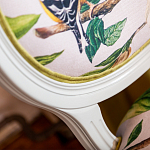 Стул светло-серый из натурального бука с изображением птиц и цветов Blooming Blue Birds варинант исполнения - 3 | Loft Concept в Волгограде