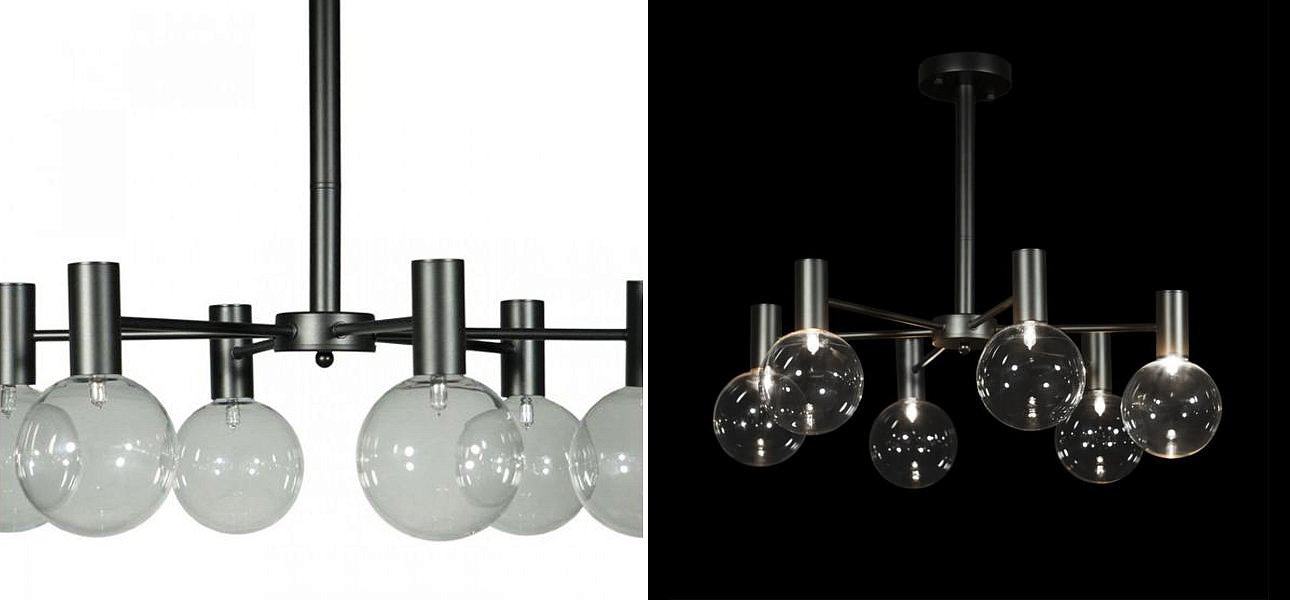 Люстра с дымчатым стеклом Smoke Glass BLACK 6 ламп Люстра с дымчатым стеклом Smoke Glass BLACK 6 ламп - Loft-Concept в Волгограде