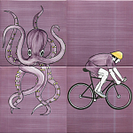 Плитка с узором Осьминог велосипедист варинант исполнения - 1 | Loft Concept в Волгограде