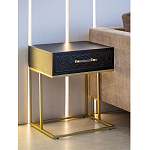 Приставной столик с резным узором на выдвижном ящике Black Table Carved Pattern варинант исполнения - 7 | Loft Concept в Волгограде