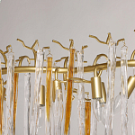 Люстра линейная золотого цвета с декоративными ветвями и длинными стеклянными подвесками в форме сосулек Droplet Chandelier варинант исполнения - 8 | Loft Concept в Волгограде