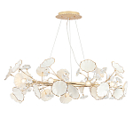 Люстра круглая с белыми лепестками из керамики и прозрачными хрустальными цветками Диаметр 82 см Wintery flovers варинант исполнения - 3 | Loft Concept в Волгограде