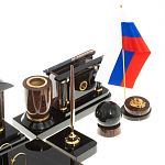 Настольный письменный набор с часами из природного камня обсидиана Peace Contract варинант исполнения - 5 | Loft Concept в Волгограде