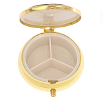 Таблетница карманная круглая с 3-мя отделениями и накладкой из натурального камня Серафинит Gold Stone Pillboxes варинант исполнения - 3 | Loft Concept в Волгограде