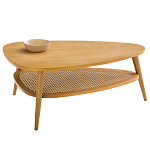 Журнальный стол из массива дуба и декором из плетеного ротанга Reyer Rattan Coffee Table варинант исполнения - 1 | Loft Concept в Волгограде