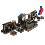 Настольный письменный набор с часами из природного камня обсидиана Peace Contract варинант исполнения - 2 | Loft Concept в Волгограде