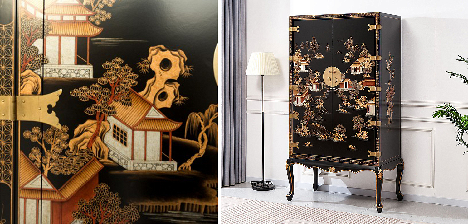 Черный Шкаф в Китайском стиле Chinese Village Cabinet Черный Шкаф в Китайском стиле Chinese Village Cabinet - Loft-Concept в Волгограде