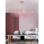 Люстра овальная с розовыми стеклянными подвесками в форме капель FAIRYTREE Light варинант исполнения - 4 | Loft Concept в Волгограде