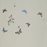 Обои ручная роспись Butterflies Icarus on Rose Shadow metallic silk варинант исполнения - 2 | Loft Concept в Волгограде