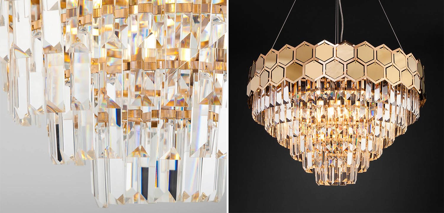 Люстра Hanging Hexagon Moira Chandelier gold Люстра Hanging Hexagon Moira Chandelier gold - Loft-Concept в Волгограде