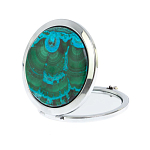 Зеркало карманное складное круглое из натурального камня Малахит с Хризоколлой в подарочной упаковке Silver Stone Mirrors варинант исполнения - 2 | Loft Concept в Волгограде