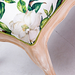Банкетка из натурального бука золотистая с изображением птиц и цветов Blooming Birds варинант исполнения - 2 | Loft Concept в Волгограде