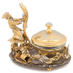 Икорница с декором "Емеля" с гравировкой на подставке из натурального камня Агат Decorative Cavair Dishes варинант исполнения - 1 | Loft Concept в Волгограде