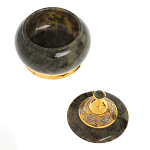 Икорница с крышкой с гравировкой из натурального камня Нефрит Decorative Cavair Dishes варинант исполнения - 7 | Loft Concept в Волгограде