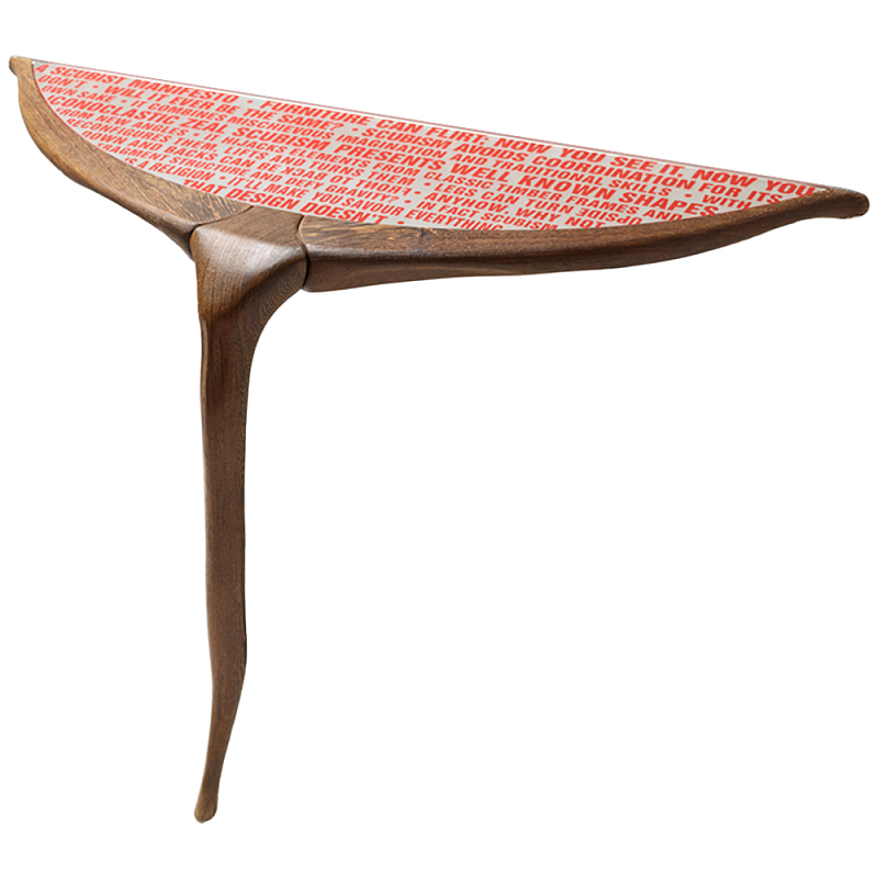 Дизайнерская консоль деревянная на одной ножке Poltronova Gallino Connsole Table Коричневый Прозрачный Красный Дизайнерская консоль деревянная на одной ножке Poltronova Gallino Connsole Table Коричневый Прозрачный Красный в Волгограде | Loft Concept