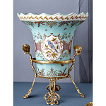 Ваза из голубого фарфора с рисунком птиц и цветов и декоративными элементами Blue Garden варинант исполнения - 7 | Loft Concept в Волгограде