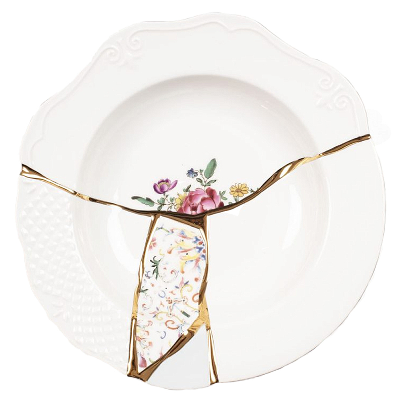 Тарелка глубокая Seletti Kintsugi 2 Белый Золотой Мульти Тарелка глубокая Seletti Kintsugi 2 Белый Золотой Мульти в Волгограде | Loft Concept