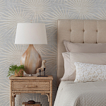 Настольная лампа на прозрачным основании с тканевым конусообразным абажуром Cream варинант исполнения - 2 | Loft Concept в Волгограде