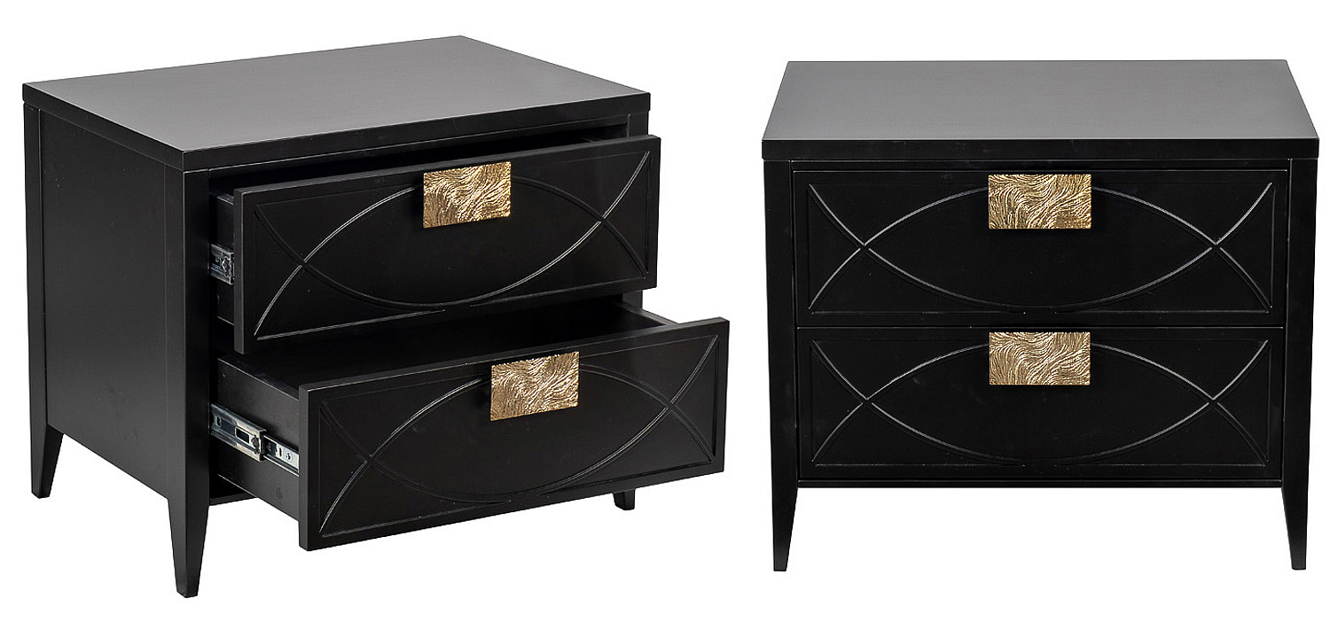 Тумба с 2-мя ящиками Amelie Black Nightstand Черная Тумба с 2-мя ящиками Amelie Black Nightstand Черная - Loft-Concept в Волгограде