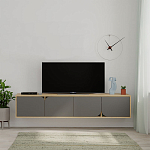 ТВ-тумба подвесная цвета древесины с 4-мя темно-серыми дверцами SPARK TV STAND OAK ANTHRACITE варинант исполнения - 1 | Loft Concept в Волгограде