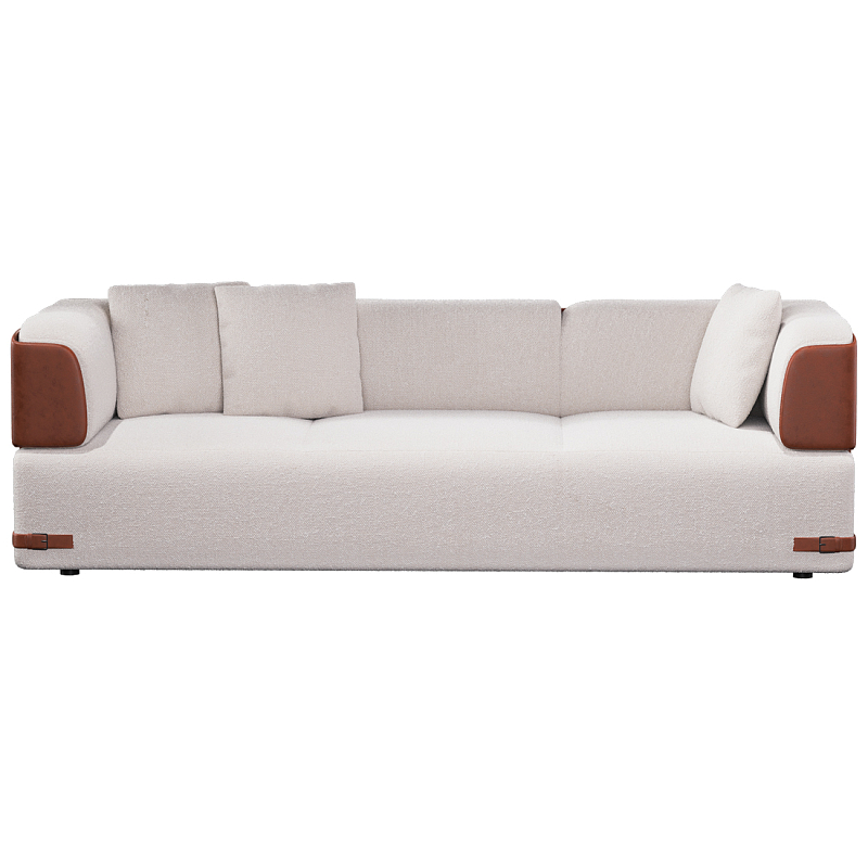 Трехместный диван Richmond с кожаной отделкой Молочный Коричневый в Волгограде | Loft Concept 