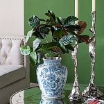 Ваза округлой формы белого цвета с синим растительным узором Blue & White Ornament  варинант исполнения - 4 | Loft Concept в Волгограде