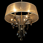 Люстра подвесная круглая с тканевым полупрозрачным абажуром и подвесками 4 лампы Gilded Elegance варинант исполнения - 5 | Loft Concept в Волгограде