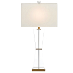 Настольная лампа с прозрачным корпусом и прямоугольным тканевым абажуром Charm and Luxury варинант исполнения - 2 | Loft Concept в Волгограде