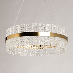 Люстра круглая золотого цвета с прозрачными рельефными стеклянными вставками Textured Glass Chandelier варинант исполнения - 4 | Loft Concept в Волгограде