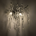 Бра цвета хром с ветвями и прозрачными стеклянными подвесками в виде вытянутых спиральных капель Droplet Chandelier варинант исполнения - 2 | Loft Concept в Волгограде