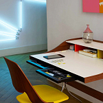 Письменный стол с 2-мя чёрными выдвижными ящиками и нишей с цветными разделителями Ballan варинант исполнения - 6 | Loft Concept в Волгограде