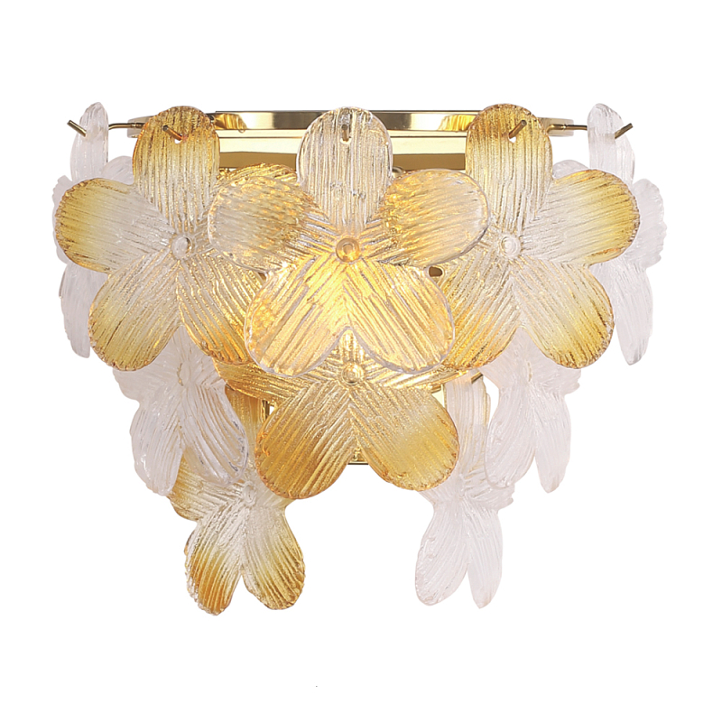 Бра с цветочными мотивами Light Floral Glow Золотой Прозрачное Стекло Янтарный в Волгограде | Loft Concept 