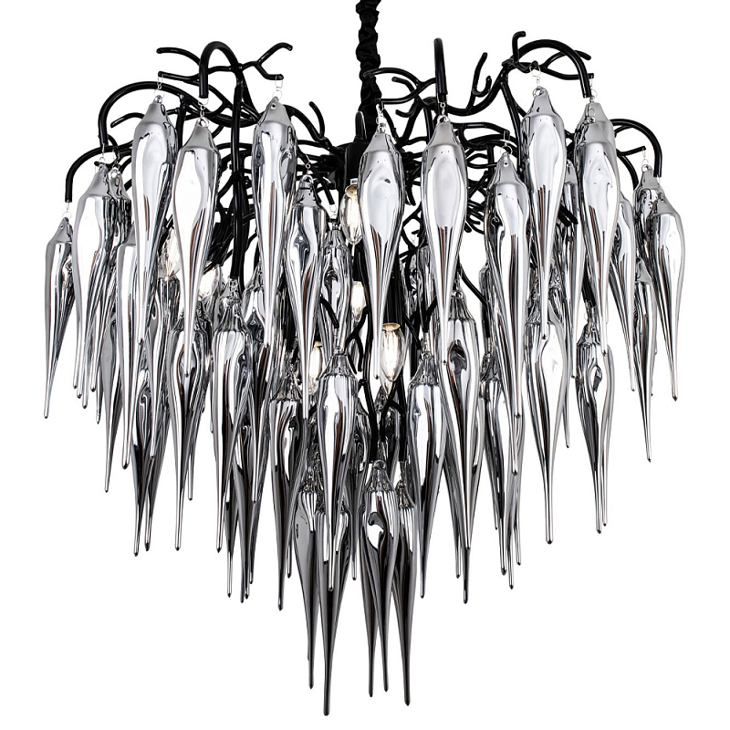 Люстра со стеклянными подвесками дымчатого цвета Ambre Glass Chandelier 80 Черный Серебряный Дымчатый (Smoke) Люстра со стеклянными подвесками дымчатого цвета Ambre Glass Chandelier 80 Черный Серебряный Дымчатый (Smoke) в Волгограде | Loft Concept