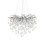 Люстра подвесная с прозрачными стеклянными подвесками в форме капель Диаметр 60 см Droplet Chandelier варинант исполнения - 14 | Loft Concept в Волгограде