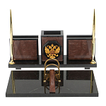 Настольный письменный набор из камня лемезит с гербом России Royal Accessory варинант исполнения - 1 | Loft Concept в Волгограде
