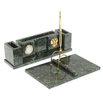 Настольный письменный набор из змеевика с подставкой под календарь и часами Successful Leader варинант исполнения - 2 | Loft Concept в Волгограде