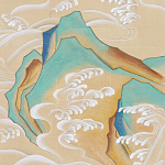 Обои ручная роспись Matsushima Waves Kano on Edo Straw India tea paper варинант исполнения - 1 | Loft Concept в Волгограде