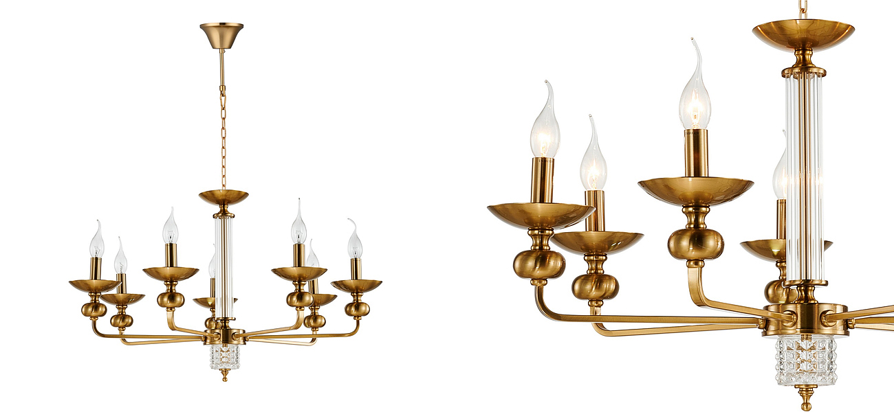 Люстра бронзового цвета со стеклянным декором Candelabrum D75 см Люстра бронзового цвета со стеклянным декором Candelabrum D75 см - Loft-Concept в Волгограде