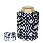 Ваза с крышкой и графическим узором в сине-белых цветах Blue & White Ornament  варинант исполнения - 1 | Loft Concept в Волгограде