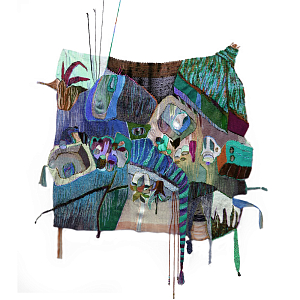 Панно гобелен яркие Пространство-Время TimeSpace Blue