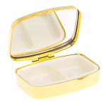 Таблетница карманная прямоугольная с 2-мя отделениями с зеркалом и накладкой из натурального камня Лазурит Gold Stone Pillboxes варинант исполнения - 3 | Loft Concept в Волгограде