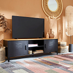 ТВ-тумба из металла и столешницей из массива дуба Metal Wood TV-Stand варинант исполнения - 6 | Loft Concept в Волгограде