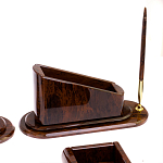 Настольный письменный набор с часами из природного камня обсидиана  Contract Extended варинант исполнения - 4 | Loft Concept в Волгограде