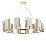 Люстра подвесная круглая с прямоугольными мраморными и золотистыми панелями на металлическом каркасе Диаметр 118 см Marble square Chandelier варинант исполнения - 1 | Loft Concept в Волгограде