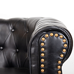 Кресло кожаное с мягкими подлокотниками на 4-х деревянных ножках Logan Leather Armchair black варинант исполнения - 4 | Loft Concept в Волгограде