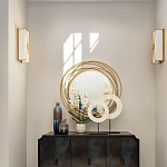 Золотое настенное круглое зеркало Golden Orbit варинант исполнения - 2 | Loft Concept в Волгограде