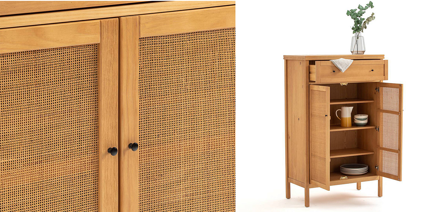 Комод в скандинавском стиле с плетеными дверцами Niels Wicker 3 drawers Комод в скандинавском стиле с плетеными дверцами Niels Wicker 3 drawers - Loft-Concept в Волгограде